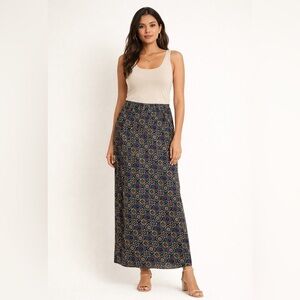 Melrose Studio Maxi Skirt Vintage Side Button Closure Size 12 Paisley Geometric